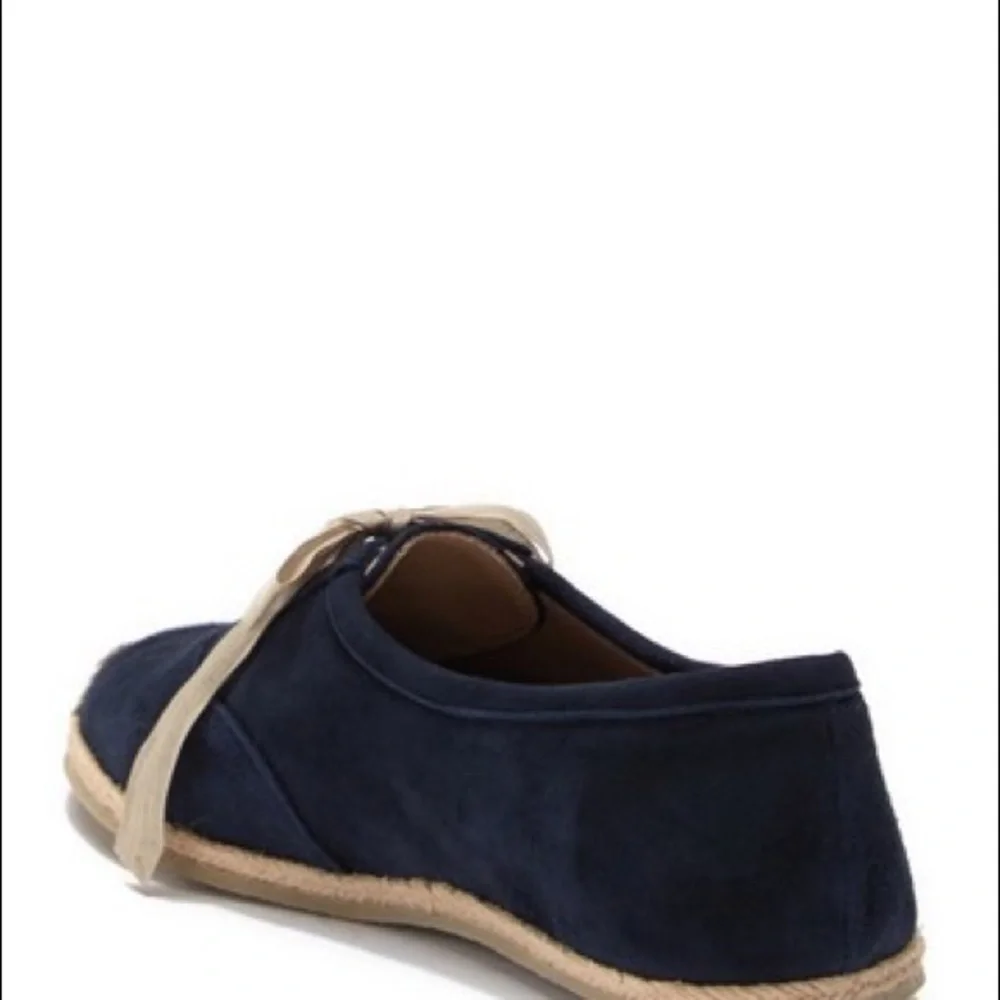 Bettye Muller Eve Suede Espadrille Flats Navy Blue Bow Tie Shoes Size 7